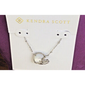 Kendra Scott Football Helmet Pendant Necklace Rhodium Ivory Mother-of-Pearl New